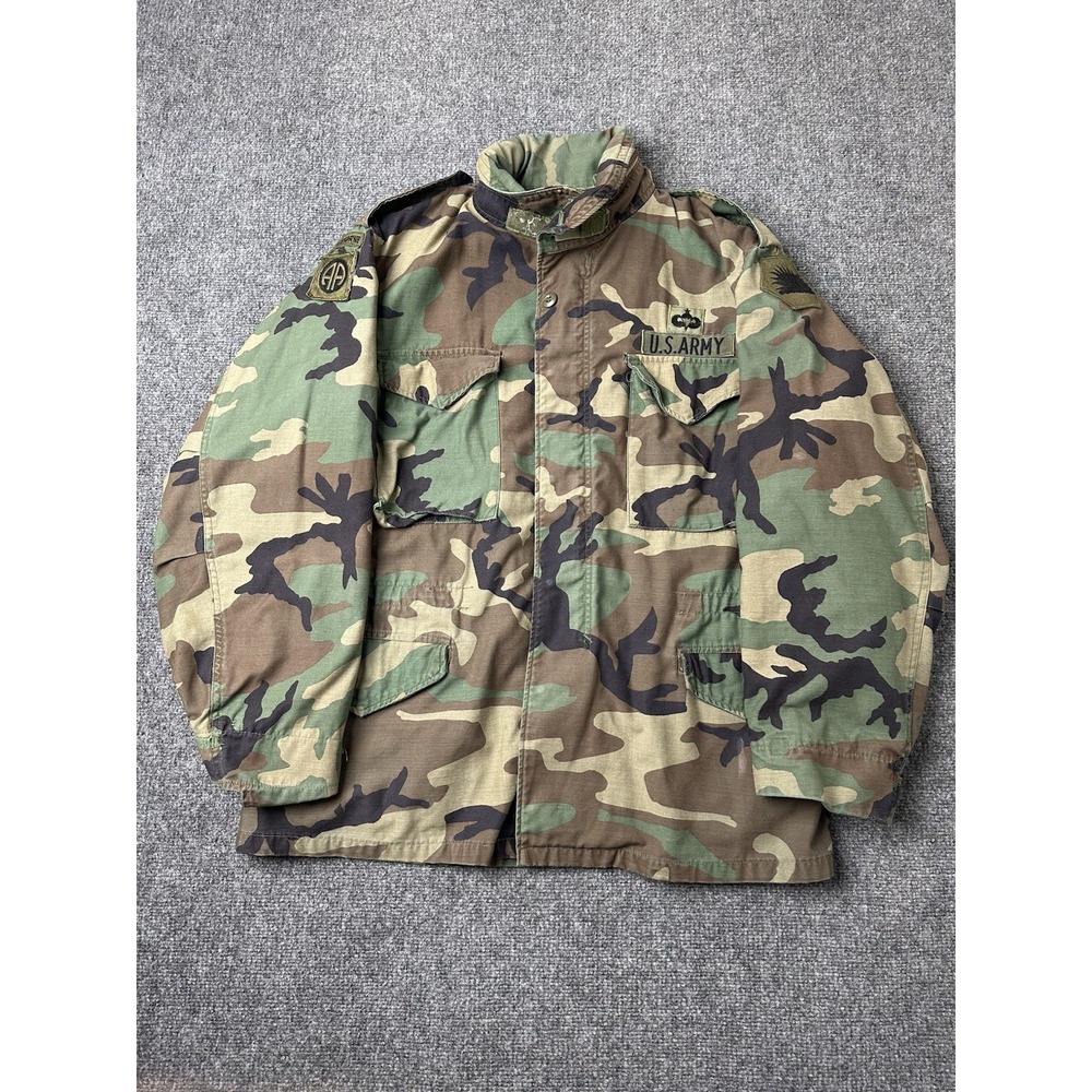 Mens Military US Army M65 Woodland Camo Field Jacket, Size L